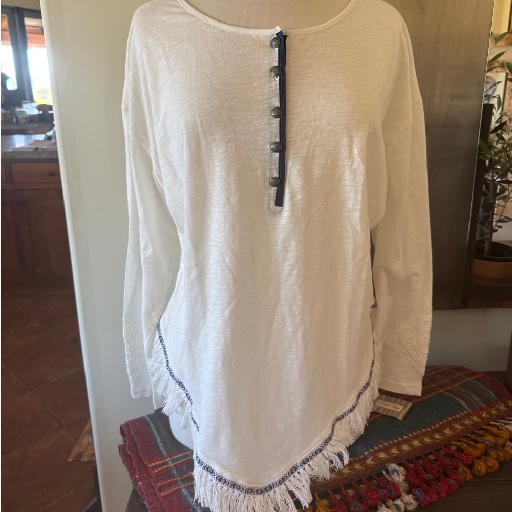 Tasha Polizzi Cream Button-Accent Tunic XL
